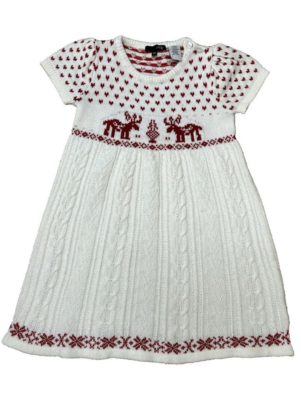 2hip Christmas sweater dress reindeer snowflake fair isle Grils 6X Cross Stitch
